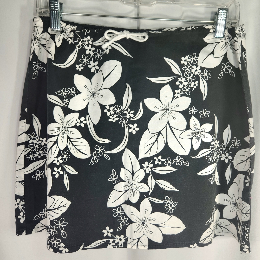 Tracy Evans Limited Black & White Floral Print Draw String Waist Skirt Size 10